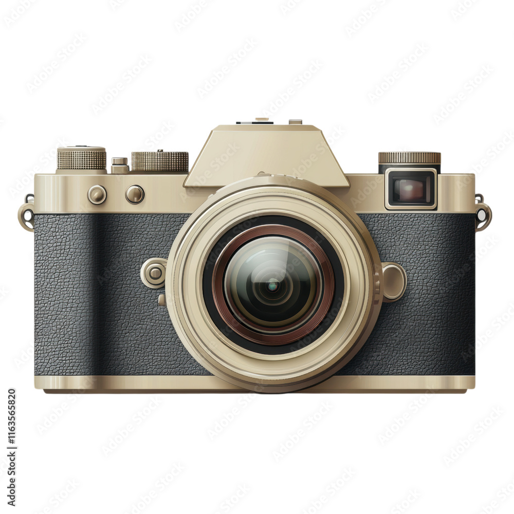 Poster modern camera icon featuring intricate lens and flash design, perfect for visual media concepts, png