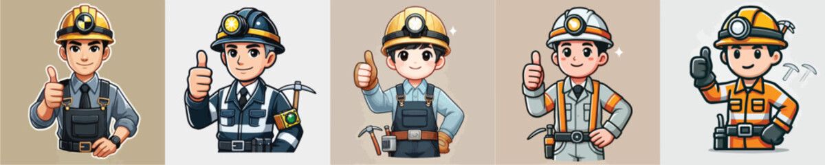 smiling mine worker vector character