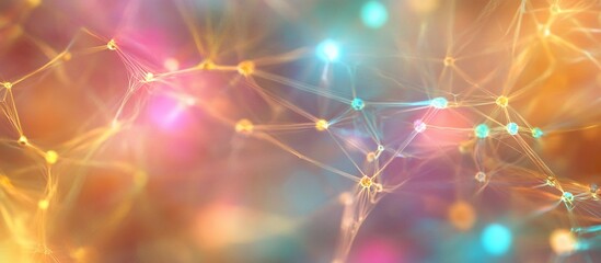 Fototapeta premium Abstract network of interconnected luminous nodes.