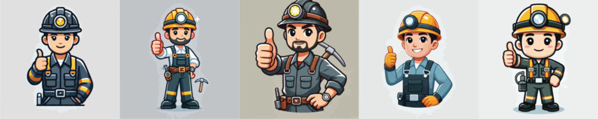 smiling mine worker vector character