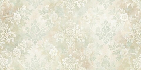 Elegant Antique Floral Damask Pattern, Soft Hues and Textured Background for Design Projects