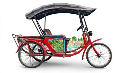 Traditional Red Trishaw in Southeast Asia