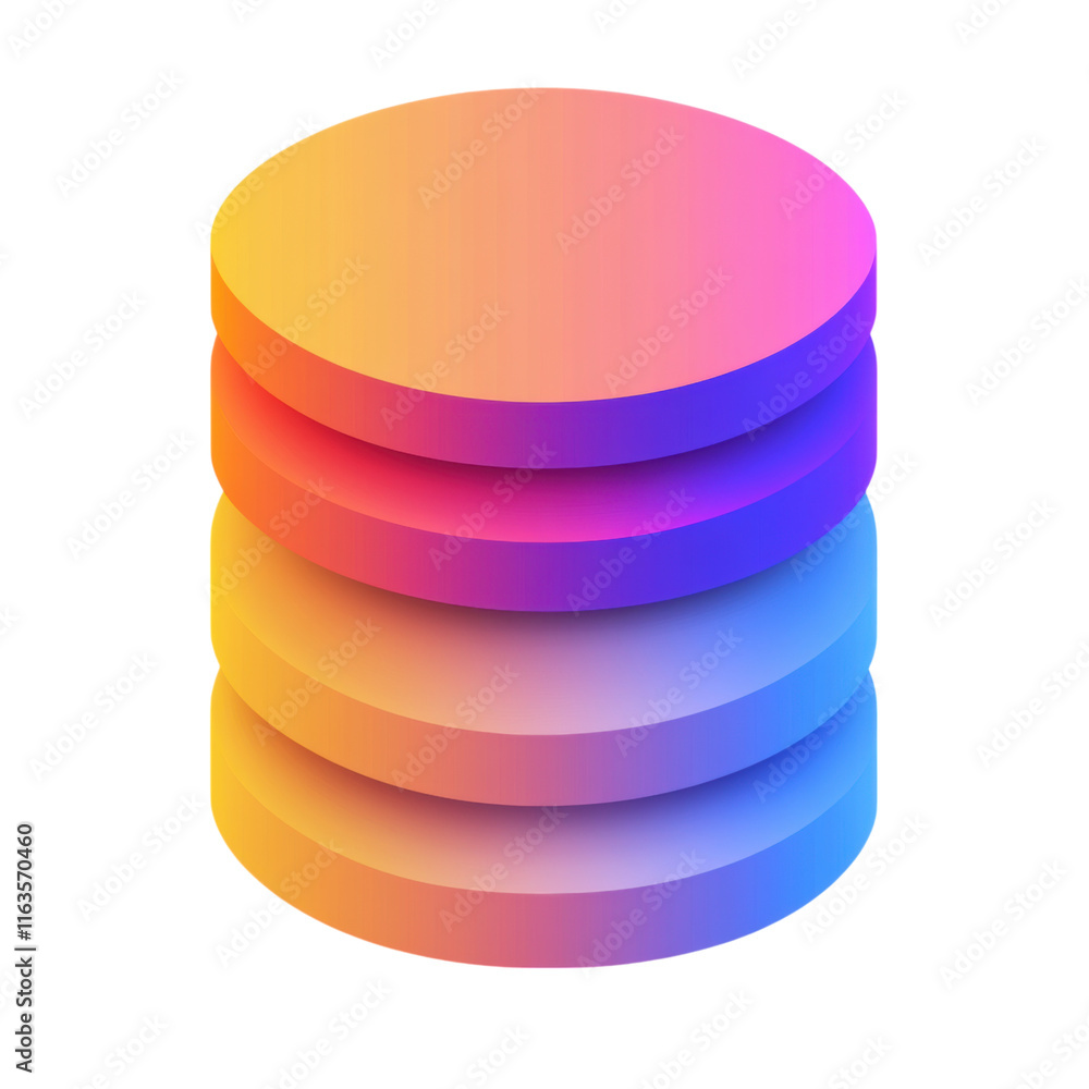 Poster sleek database icon featuring stacked cylindrical shapes, enhanced with gradient shading, designed f