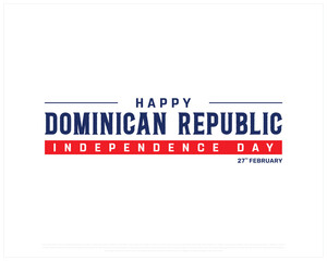 DOMINICAN REPUBLIC Independence Day vector design on a white background with brush flag, Typographic Design of DOMINICAN REPUBLIC National Day, DOMINICAN REPUBLIC flag typography