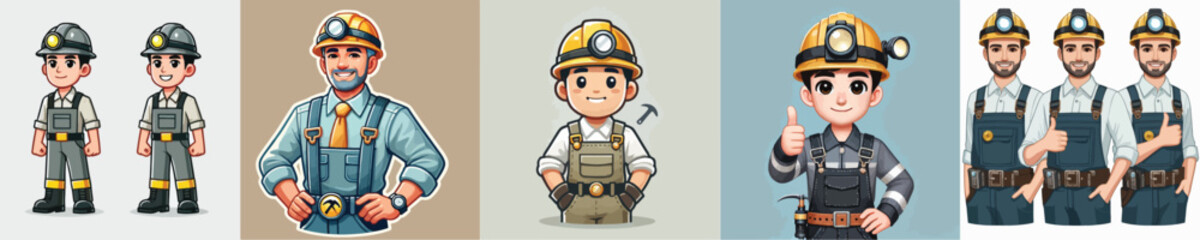 smiling mine worker vector character