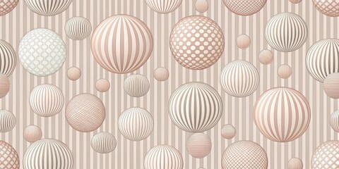 Abstract Decorative Sphere Pattern Featuring Elegant Pastel Hues and Geometric Designs on a Striped Background