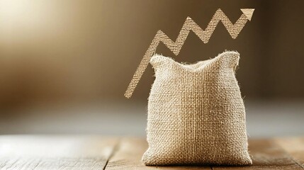 Money Bag with Upward Arrow Indicating Profitable Investments