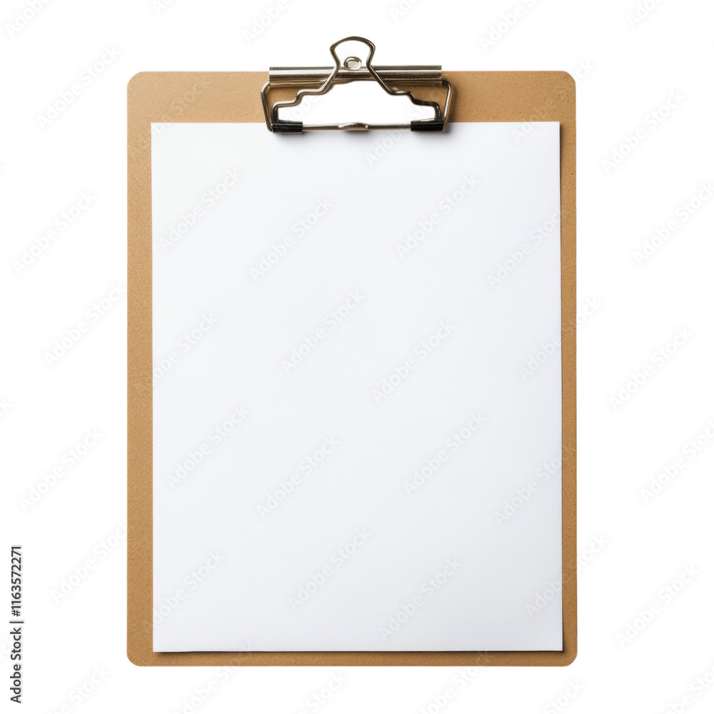 Poster blank clipboard mock-up with transparent background, ideal for showcasing designs or notes in a clea