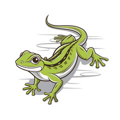 Obraz premium A 2d cartoon illustration of a green lizard on isolated white background 