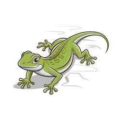 Fototapeta premium A 2d cartoon illustration of a green lizard on isolated white background 