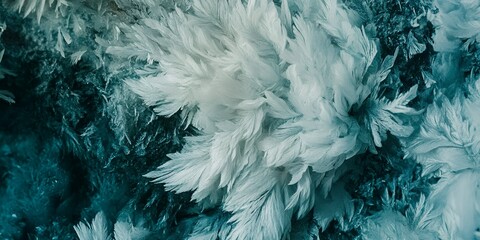 Teal Frost Crystals Ice Texture Winter Background Nature Closeup