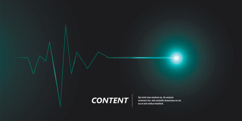 Abstract cardiogram on dark background. Vector banner design