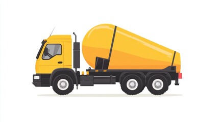 Yellow Cement Mixer Truck Illustration