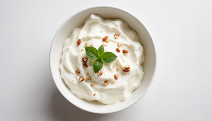 Bulgarian Yogurt Creamy Bowl Top View Healthy Breakfast