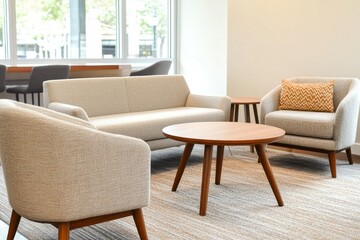 Cozy seating arrangement with soft chenille upholstery creates a comfortable atmosphere in a stylish interior
