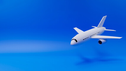 Dynamic 3D Airplane Model in a Vivid Blue Background Showcasing Modern Aerodynamics and Minimalistic Design for Futuristic Travel Concepts