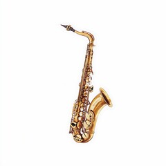 Naklejka premium A golden alto saxophone isolated on a white background, perfect for music-related designs and projects.