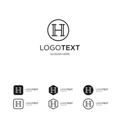 simple line icon H logo design template elements