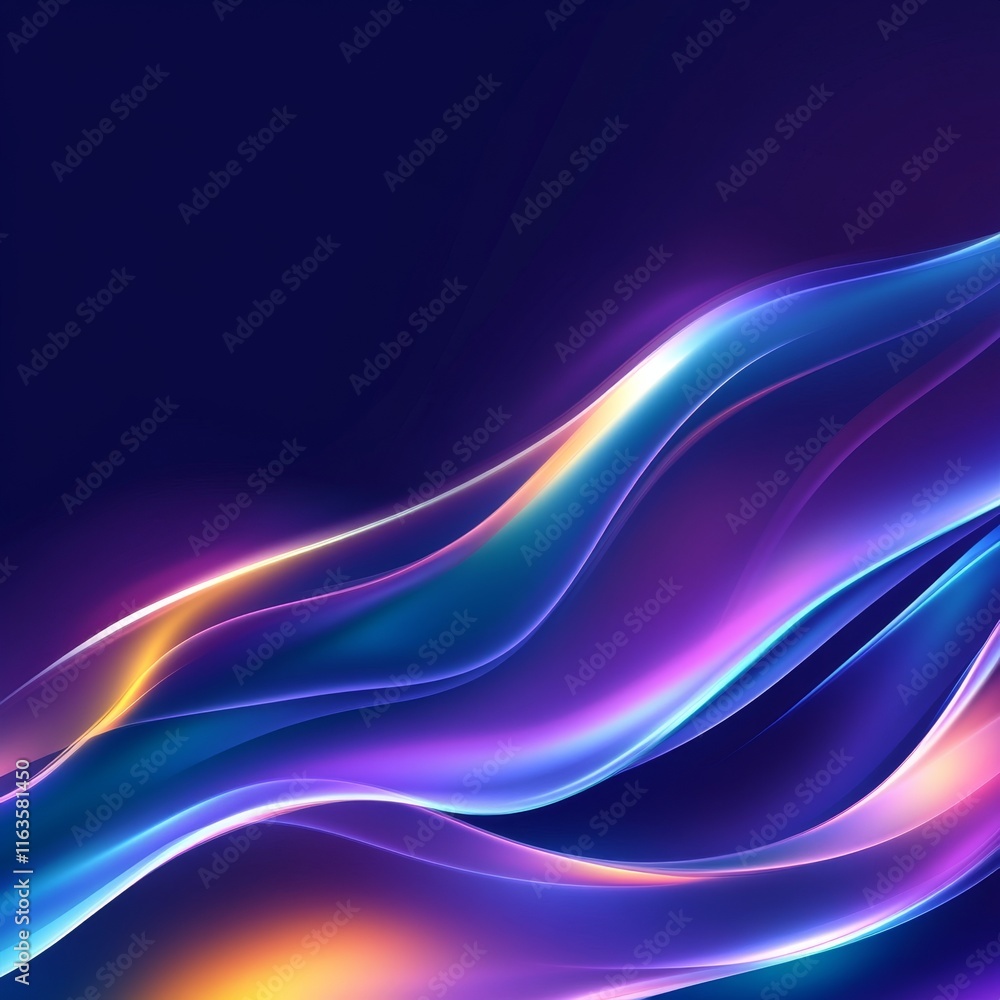 Poster vibrant wave patterns in vivid colors creating a sense of motion and energy.