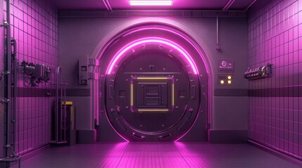 Futuristic Vault with Neon Lighting Effects