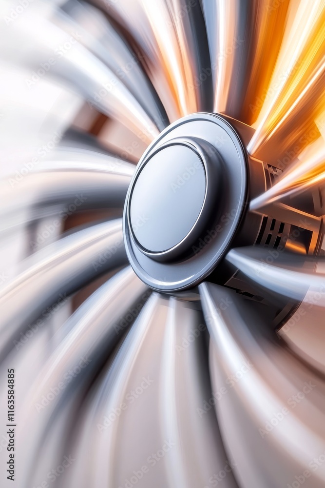 Poster a close-up view of a turbine blade showcasing intricate design and engineering excellence in modern 