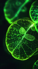 A lime emitting a soft pulsating bioluminescent light