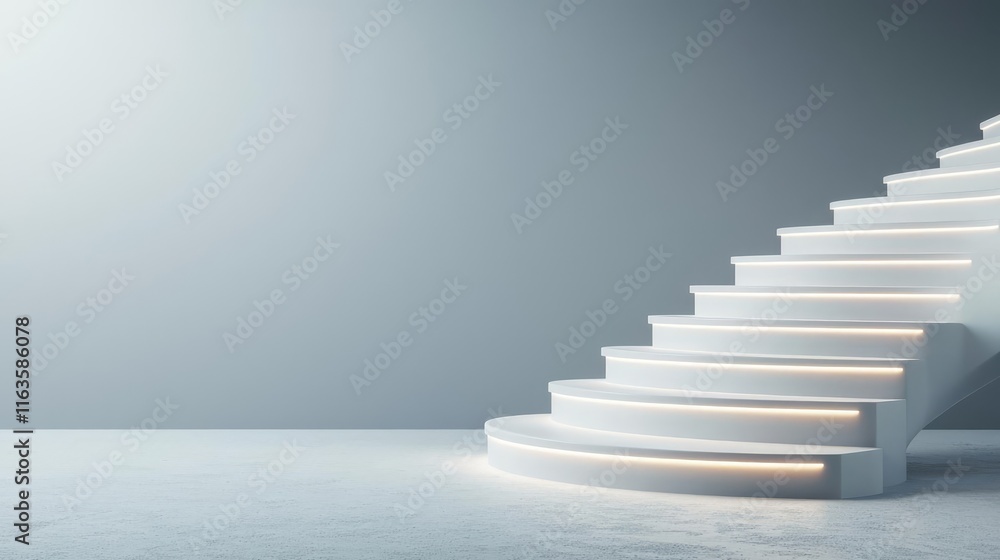Aufkleber mystical serene idea. modern staircase design with soft lighting on a minimalistic backdrop.