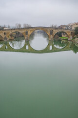 Puente la Reina, Spain - 29 Dec, 2024: Medieval bridge in Puente La Reina, Navarre, Spain