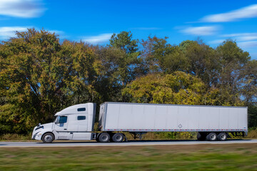 Semi Truck on Highway, Trucking in USA