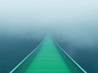 Obraz premium Green Bungee Cord Bridge Expanse Offering Adventure