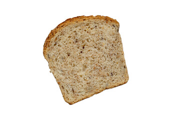 a slice of whole grain bread on a white background