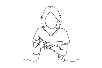 Mobile smart phones Concept. Single line draw design vector graphic illustration.	