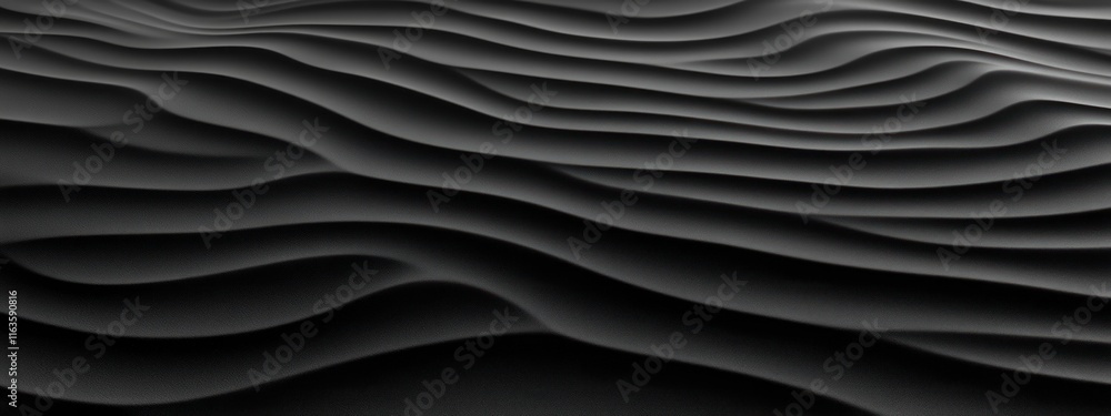 Poster Abstract grayscale image of undulating, wave-like texture.