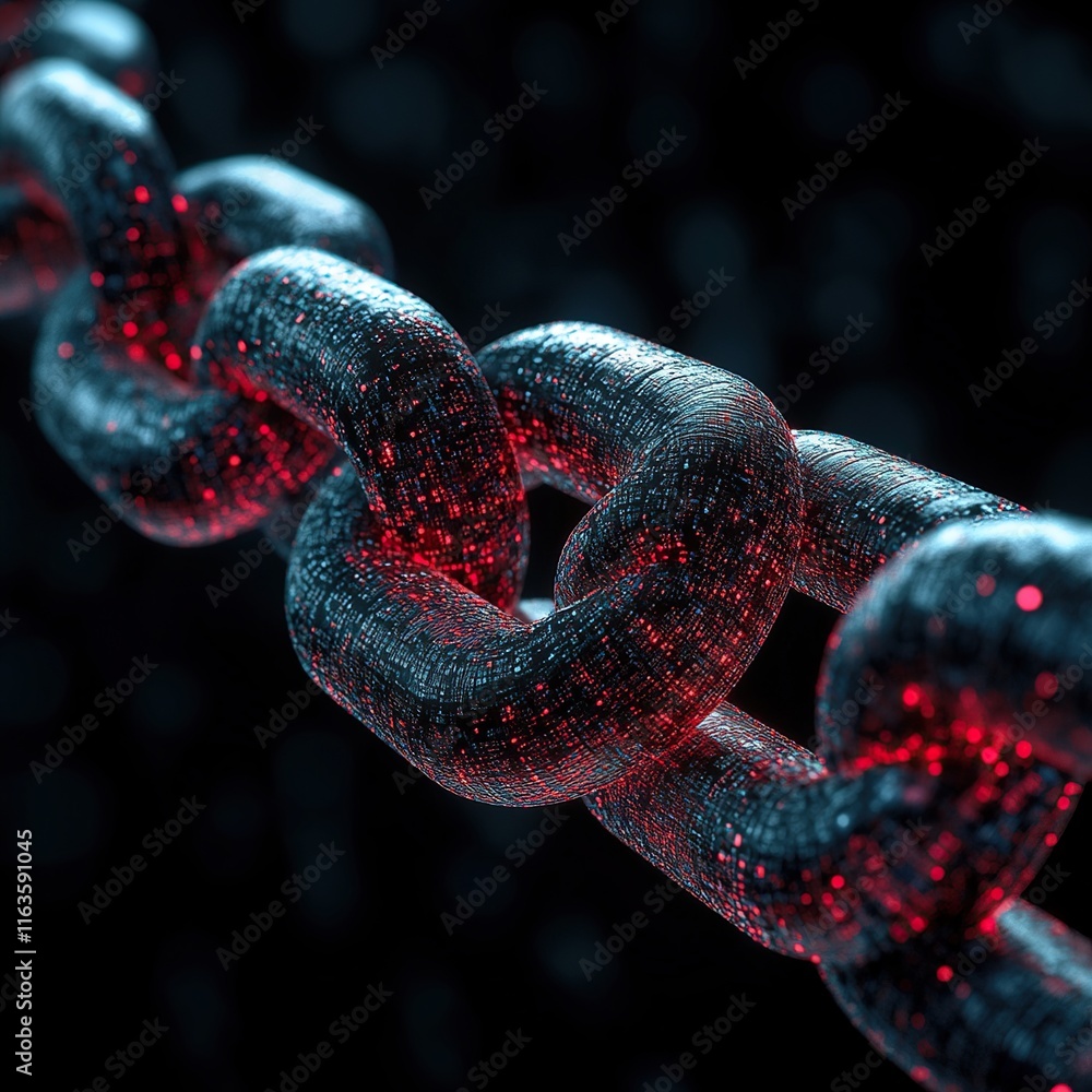 Poster cybersecurity chain: digital fortress, data protection, network security, encryption, blockchain tec