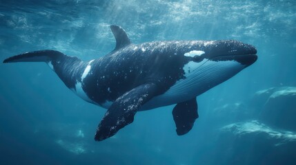 Graceful Whale Swimming in Clear Waters