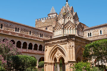 Fototapeta premium Saint Mary Guadalupe church cloisterr. Caceres, Extremadura. Spain