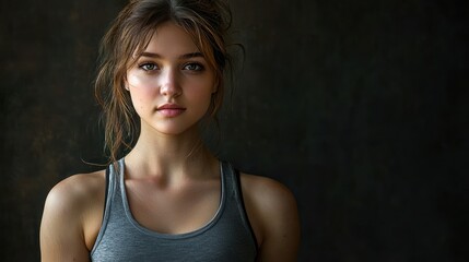 Fototapeta premium Portrait of a Young Woman with Serene Expression