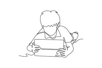 Mobile smart phones Concept. Single line draw design vector graphic illustration.	