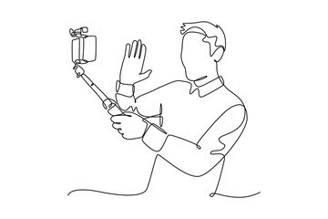 Mobile smart phones Concept. Single line draw design vector graphic illustration.	