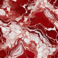 Seamless texture of red natural marble with veining, bright red color.