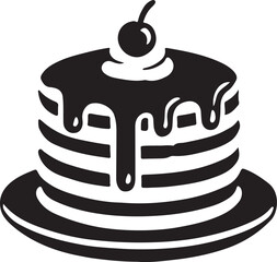 Pancake silhouette vector art illustration. Black and white pancake vector illustration.
