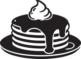 Pancake silhouette vector art illustration. Black and white pancake vector illustration.