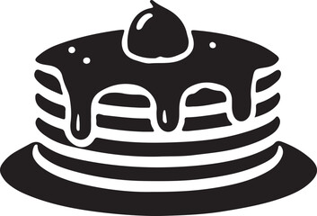 Pancake silhouette vector art illustration. Black and white pancake vector illustration.