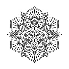 Ethnic and Mindful Mandala SVG PNG with flowers for Henna, Mehndi, tattoos, decoration and coloring book page for adults. Decorative ornament in ethnic oriental style. Outline doodle hand-drawn vector