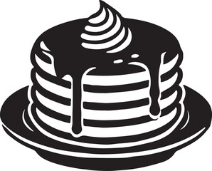 Pancake silhouette vector art illustration. Black and white pancake vector illustration.