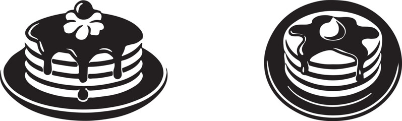 Pancake silhouette vector art illustration. Black and white pancake vector illustration.