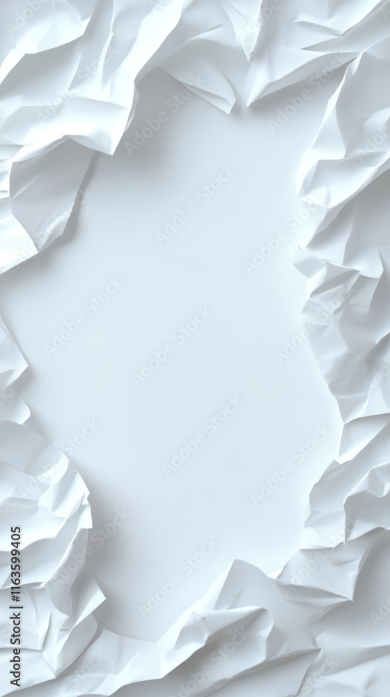 Aufkleber crumpled white paper frame with a blank space in the center, perfect for adding text or illustration