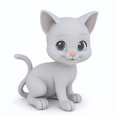 Fototapeta premium A cute stylized orange cat sitting upright on a clean white background with a calm expression.