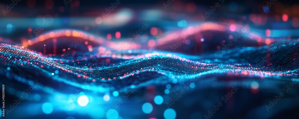 Aufkleber dynamic abstract background featuring glowing waves in vibrant colors, ideal for tech and digital th