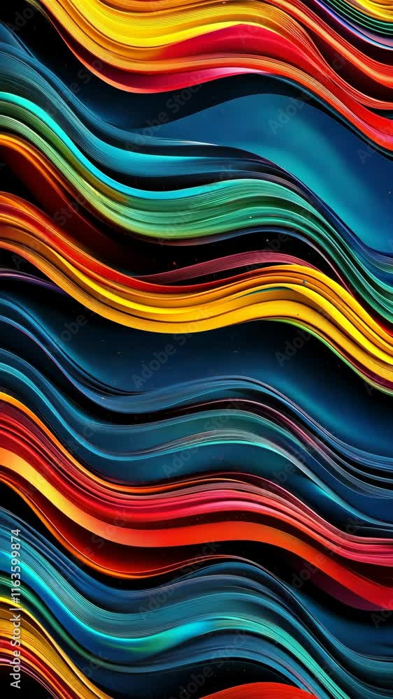 Aufkleber colorful wavy lines create an abstract pattern resembling vibrant waves in a dynamic design